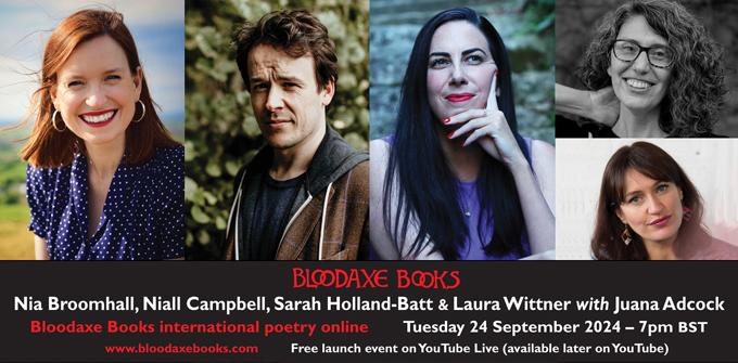 Launch reading by Nia Broomhall, Niall Campbell, Sarah Holland-Batt and Laura Wittner, with translator Juana Adcock
